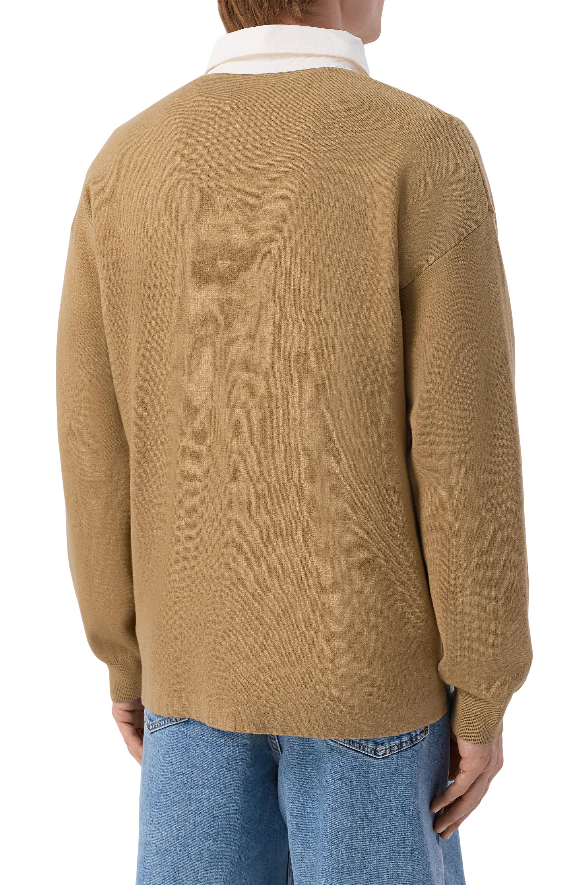 Поло из хлопка и шерсти BOSS темно-бежевого цвета по цене 34950 руб., арт. 50555127, фото 4 Поло из хлопка и шерсти BOSS, арт. 50555127, фото 4