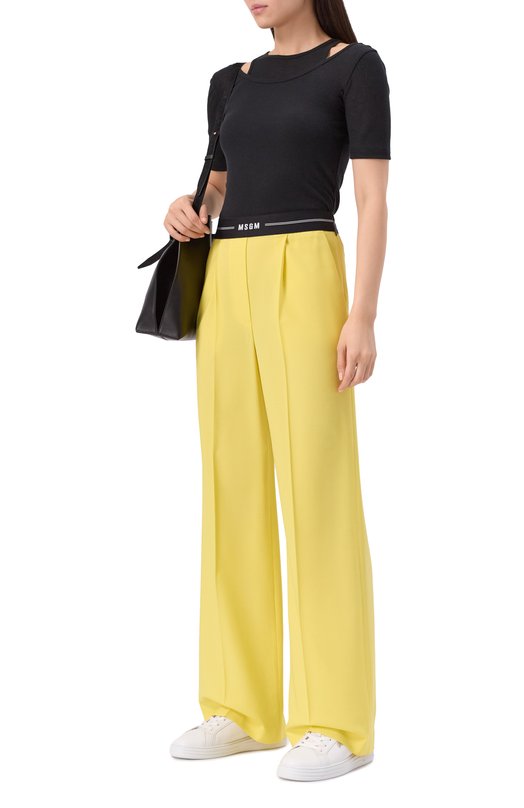 Шерстяные брюки MSGM 3841MDP14/257127 Жёлтый  3841MDP14/257127 Фото 2