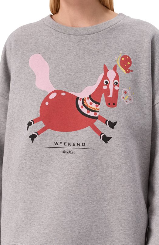 Хлопковый свитшот Weekend Max Mara WKDG0MM0S0 Серый  WKDG0MM0S0 Фото 5