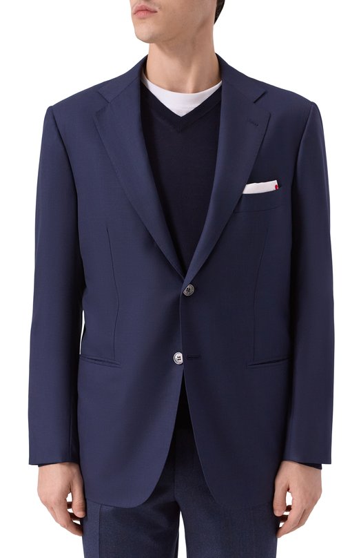 Шерстяной пиджак Kiton UG81K0982823 Синий  UG81K0982823 Фото 4