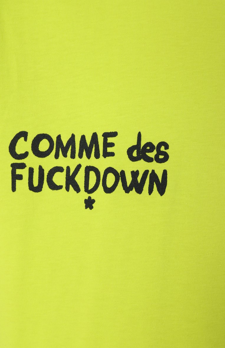 Мужская хлопковая футболка COMME DES FUCKDOWN салатового цвета, арт. CFABM01552 | Фото 6 (Материал сплава: Проставлено; Материал внешний: Хлопок; Рукава: Короткие; Длина (для топов): Стандартные; Драгоценные камни: Проставлено; Принт: С принтом; Стили: Спорт-шик; Мужское Кросс-КТ: Футболка-одежда; Кросс-КТ: Джерси)