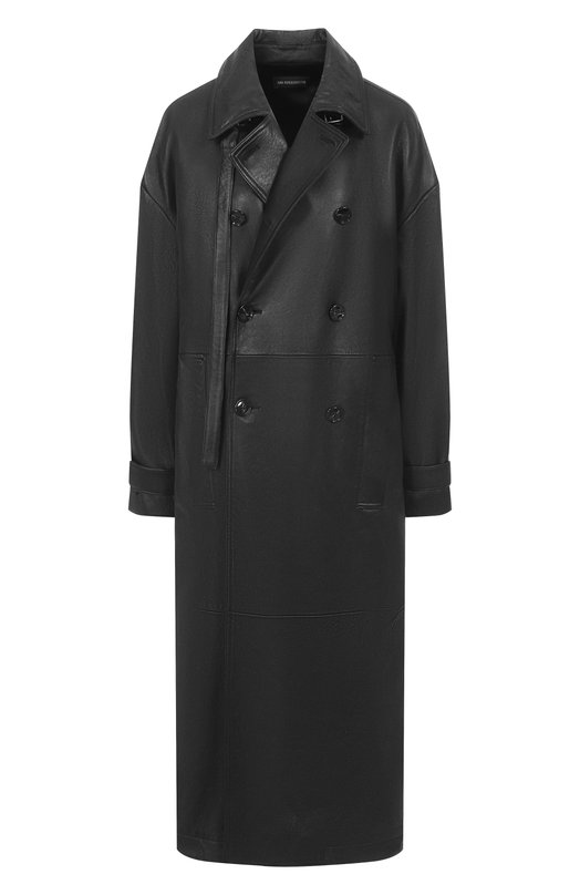 Кожаный тренч Ann Demeulemeester B0013109/LT038 Чёрный B0013109/LT038