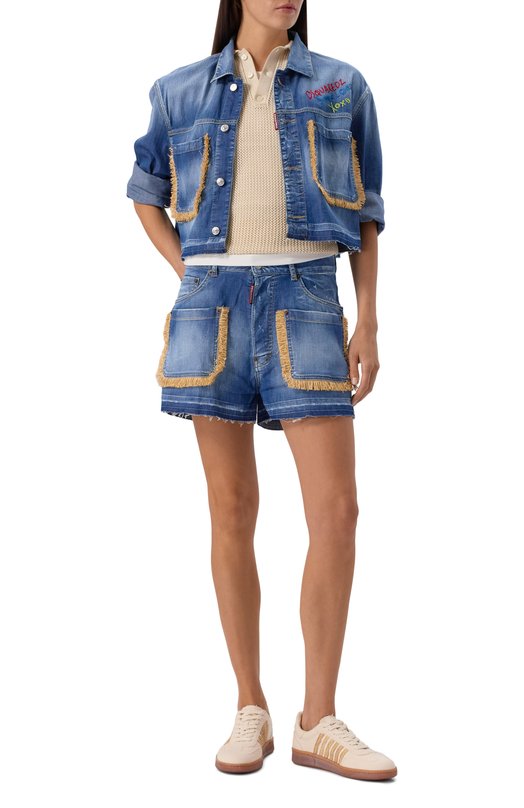 Текстильные кеды Summer Lovers Boxer Dsquared2 SNW0298 Кремовый  SNW0298 Фото 2