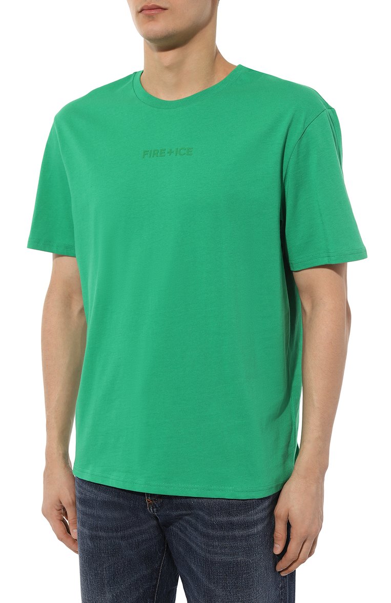 Мужская хлопковая футболка BOGNER FIRE+ICE зеленого цвета, арт. 54437308 | Фото 3 (Принт: Без принта; Рукава: Короткие; Длина (для топов): Стандартные; Материал сплава: Проставлено; Материал внешний: Хлопок; Драгоценные камни: Проставлено; Стили: Кэжуэл)