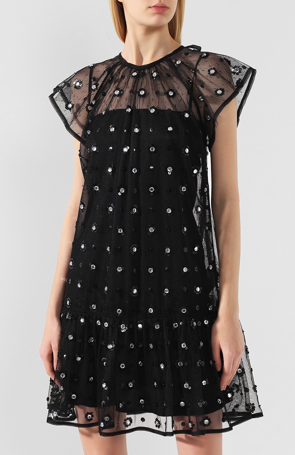 Платье с декоративной отделкой REDVALENTINO черного цвета по цене 72750 руб., арт. RR3VA01G/CRN, фото 3 Платье с декоративной отделкой REDVALENTINO, арт. RR3VA01G/CRN, фото 3