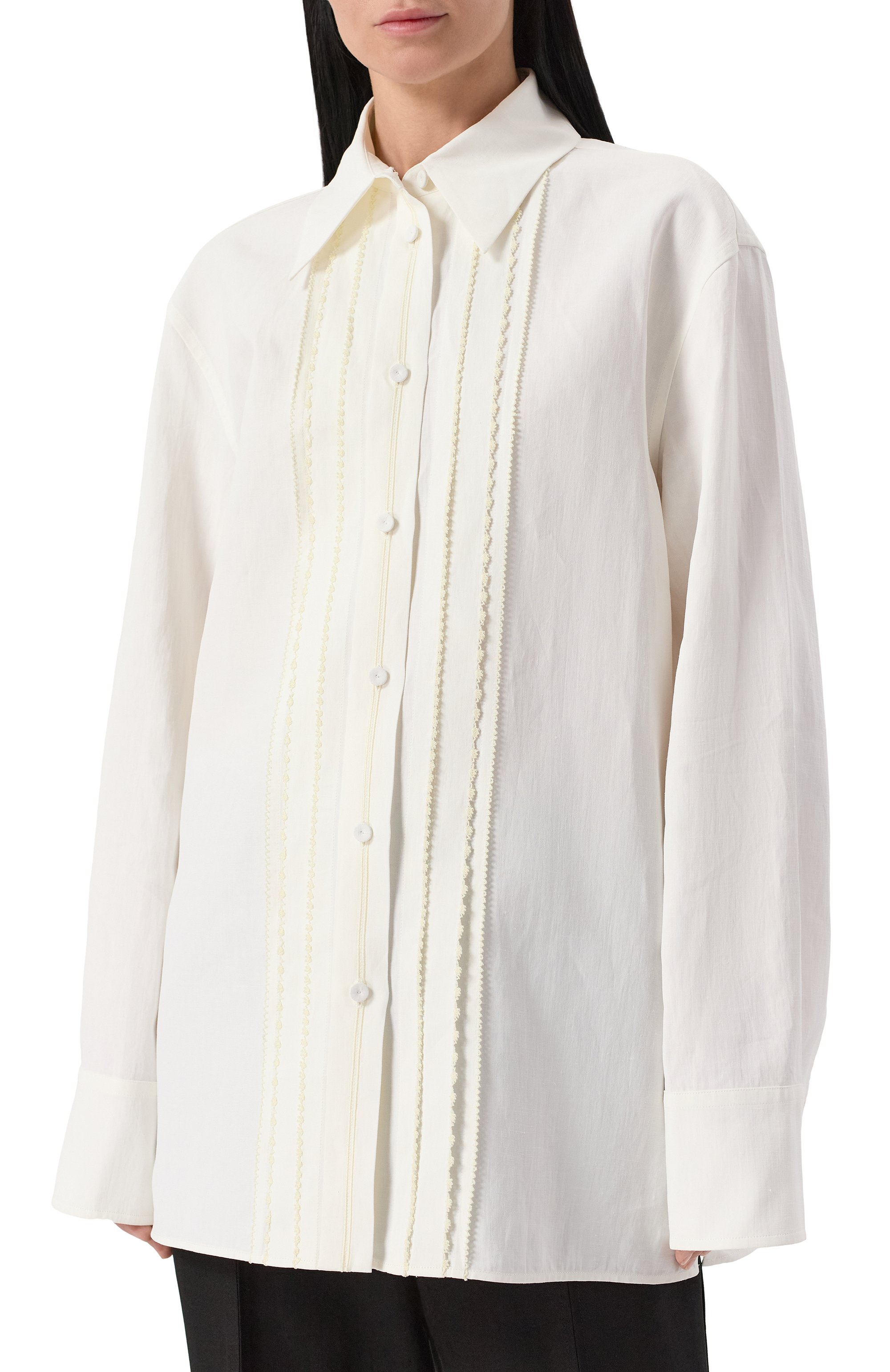 Льняная рубашка JIL SANDER белого цвета по цене 232000 руб., арт. J02DL0224-J60001, фото 3 Льняная рубашка JIL SANDER, арт. J02DL0224-J60001, фото 3