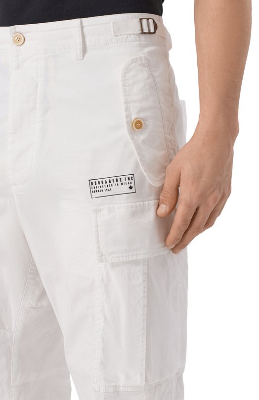 Хлопковые брюки-карго Dsquared2 S74KB1115/S35175 Белый  S74KB1115/S35175 Фото 5