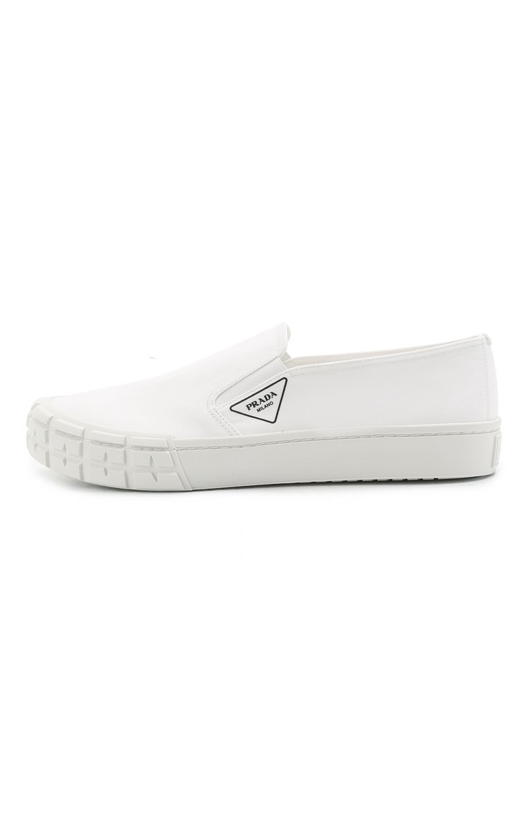 Мужские текстильные слипоны cassetta wheel PRADA белого цвета, арт. 2DG113-GUD-F0009-G000 | Фото 3 (Материал внеш�ний: Текстиль; Случай: Повседневный; Стили: Кэжуэл; Нос: Не проставлено; Кросс-КТ: Низкие)