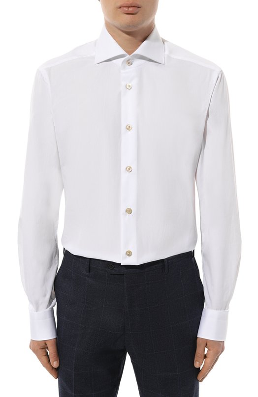 Хлопковая сорочка Kiton UCCH0660101 Белый  UCCH0660101 Фото 4