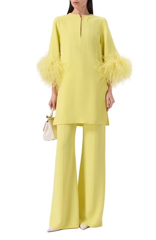 Топ с отделкой перьями Elie Saab T0292ERC26/CD023 Жёлтый  T0292ERC26/CD023 Фото 2