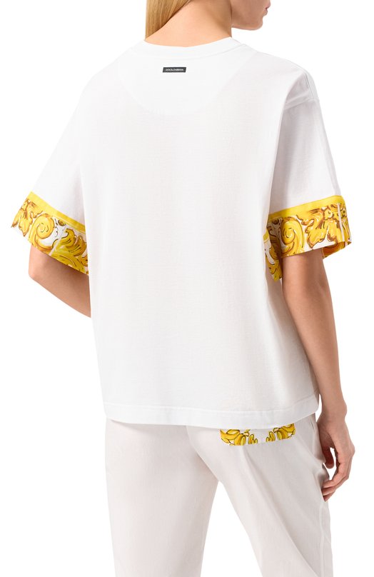 Футболка из хлопка и шелка Dolce & Gabbana F8V06T/GDCK6 Белый  F8V06T/GDCK6 Фото 4