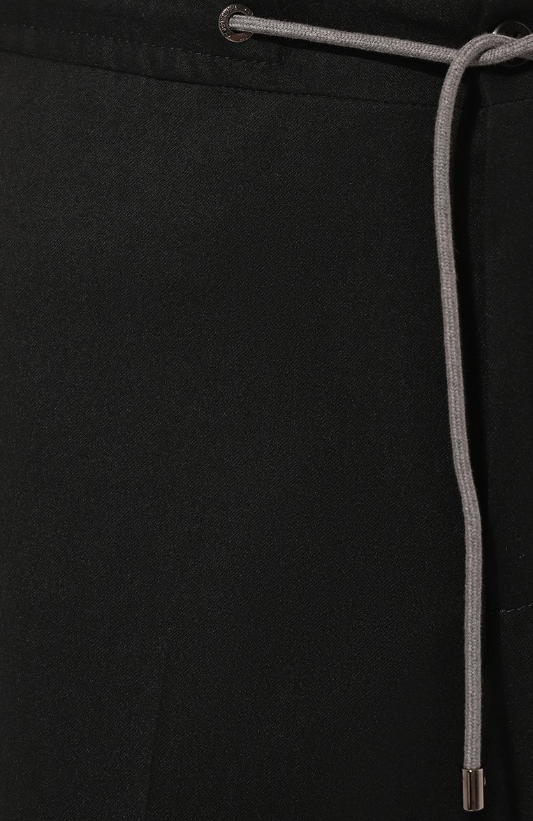 Мужские шерстяные брюки CORNELIANI черного цвета, арт. 944L25-9418111 | Фото 5 (Длина (брюки, джинсы): Стандартные; Материал внешний: Шерсть; Стили: Кэжуэл; Случай: Повседневный)