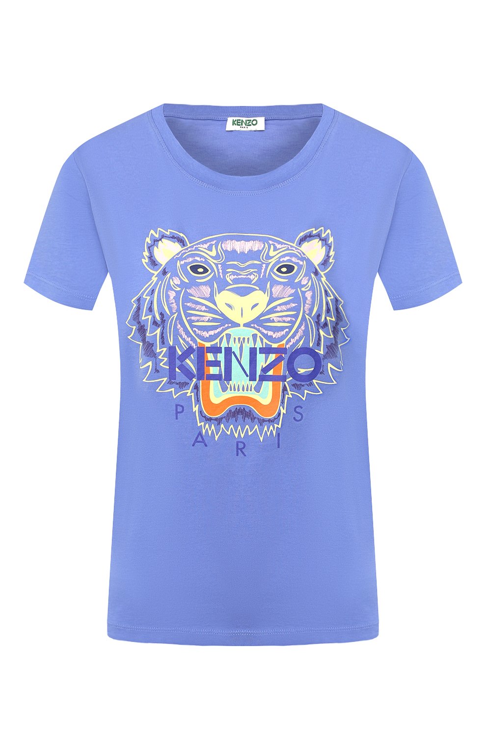 Хлопковая футболка KENZO синего цвета по цене 10900 руб., арт. FA52TS7214YB, фото 1 Хлопковая футболка KENZO, арт. FA52TS7214YB, фото 1