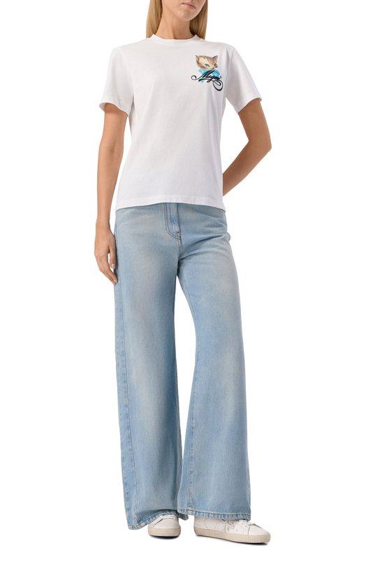 Хлопковая футболка MSGM 3941MDM110SE/257590 Белый  3941MDM110SE/257590 Фото 2