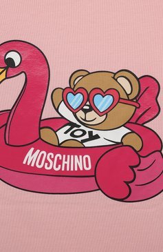 Детская хлопковая футболка MOSCHINO светло-розового цвета, арт. HDM065/LBA10/10-14 | Фото 3 (Драгоценные камни: Проставлено; Материал внешний: Хлопок; Рукава: Короткие; Материал сплава: Проставлено; Девочки Кросс-КТ: футболка-одежда; Ростовка одежда: 10 - 11 лет | 140 - 146см, 12 лет | 152 см)