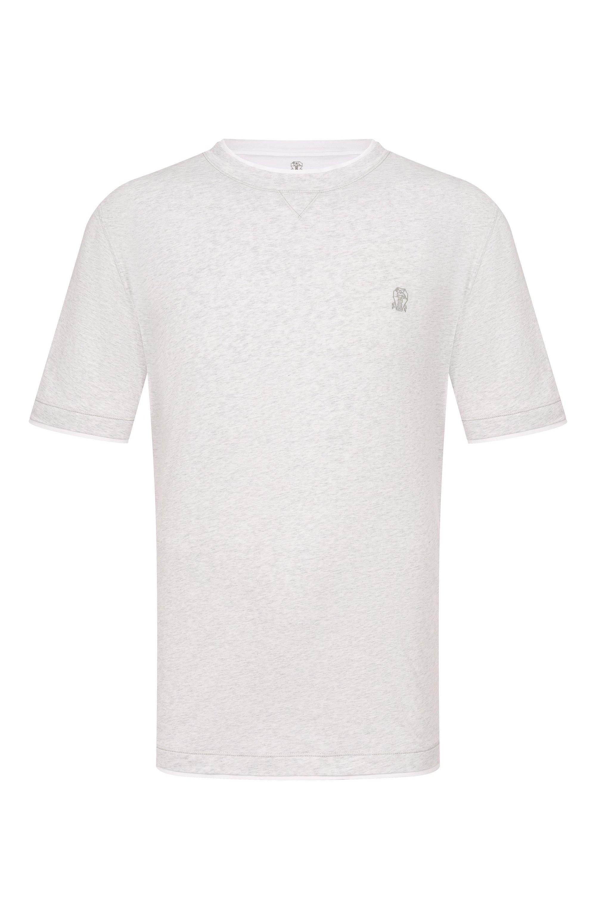 Хлопковая футболка BRUNELLO CUCINELLI светло-серого цвета по цене 62300 руб., арт. M0B137451W, фото 1 Хлопковая футболка BRUNELLO CUCINELLI, арт. M0B137451W, фото 1