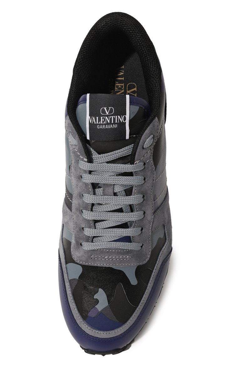 Мужские комбинированные кроссовки rockrunner VALENTINO синего цвета, арт. 3Y2S0723TCC | Фото 6 (Подошва: Массивная; Материал внешний: Текстиль, Натуральная кожа; Материал внутренний: Текстиль; Материал утеплителя: Без утеплителя; Стили: Классический; Кросс-КТ: Низкие)