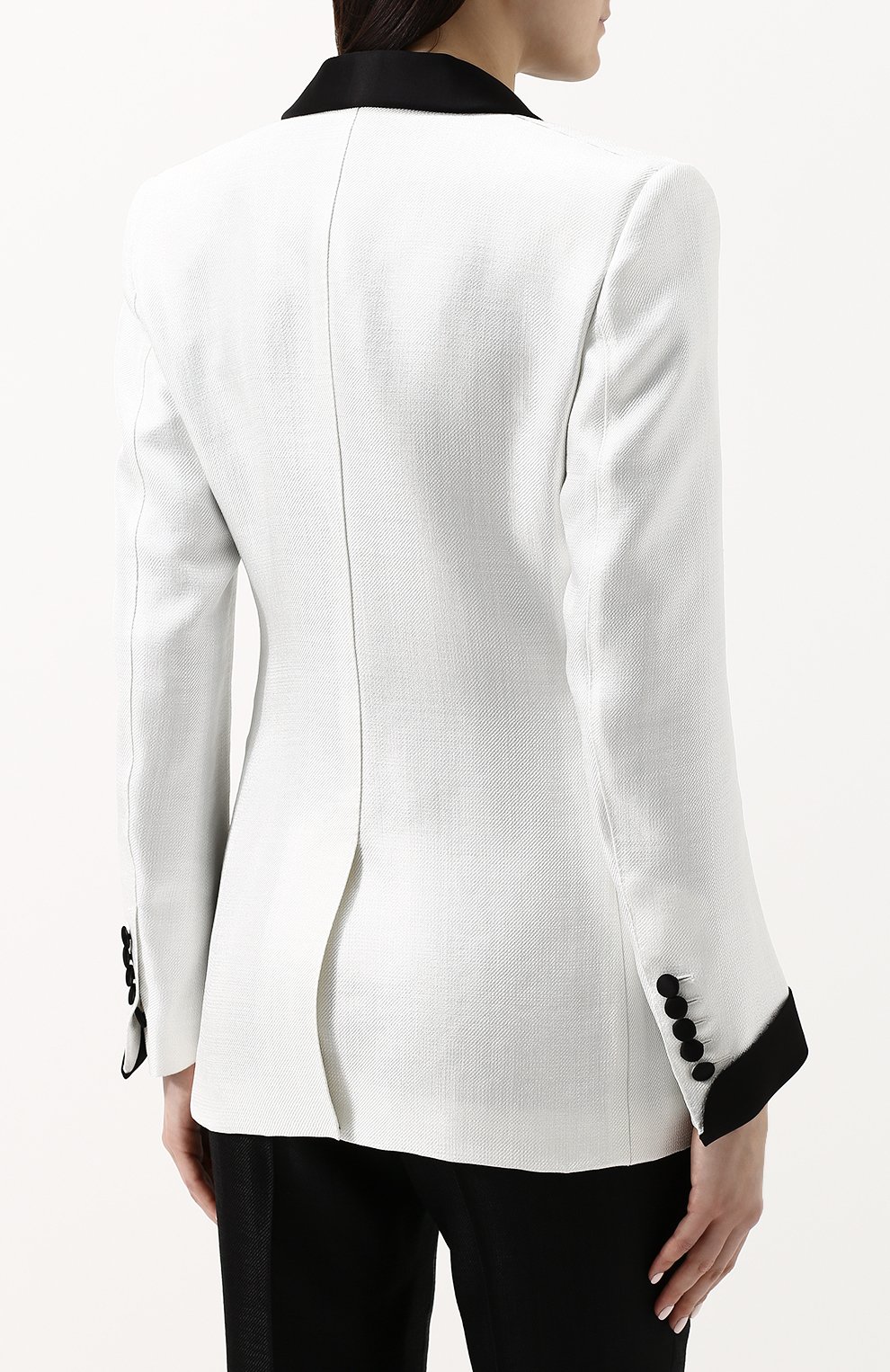 Однотонный приталенный жакет TOM FORD белого цвета по цене 317500 руб., арт. 118GI2480-FAX319, фото 4 Однотонный приталенный жакет TOM FORD, арт. 118GI2480-FAX319, фото 4