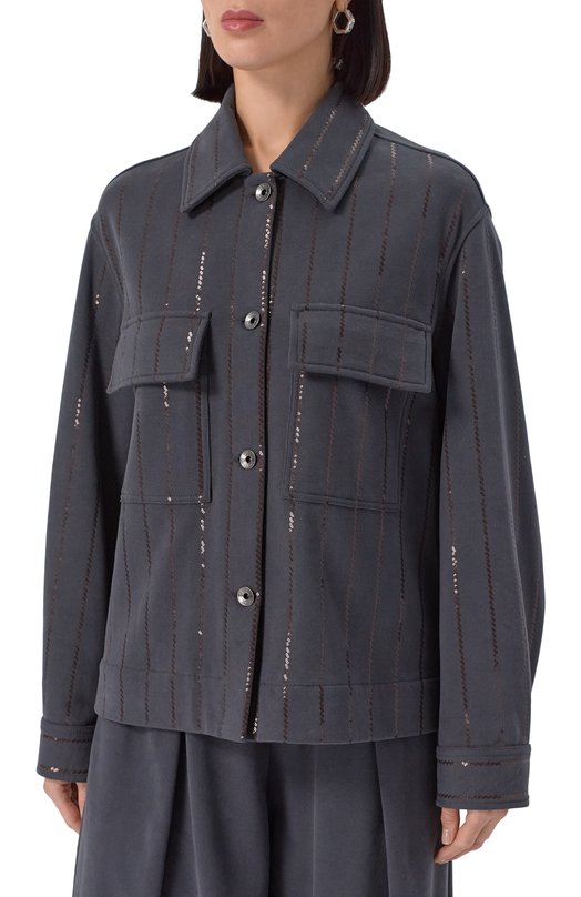 Хлопковая рубашка Brunello Cucinelli MP05NS0806 Синий  MP05NS0806 Фото 3