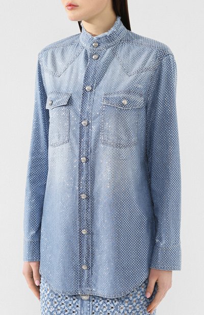 Джинсовая рубашка BALMAIN голубого цвета по цене 238500 руб., арт. RF02918/D065, фото 3 Джинсовая рубашка BALMAIN, арт. RF02918/D065, фото 3