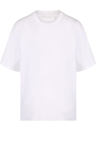 Женская однотонная хлопковая футболка с круглым вырезом VICTORIA, VICTORIA BECKHAM, арт. JYVV 072C SS18 C0TT0N JERSEY