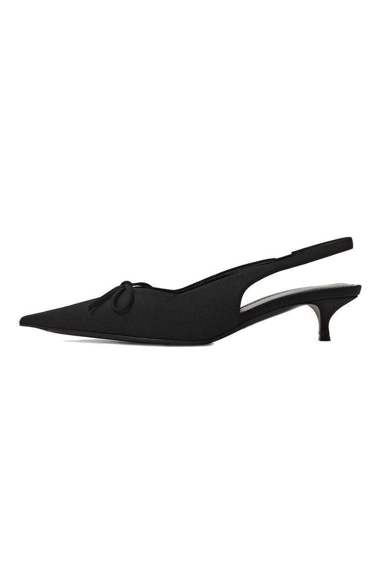 Женские текстильные туфли knife bow 40 BALENCIAGA черного цвета, арт. 782551/W2ES0 | Фото 4 (Подошва: Плоская; Драгоценные камни: Проставлено; Материал сплава: Проставлено; Каблук высота: Низкий; Материал внутренний: Натуральная кожа; Материал внешний: Текстиль; Женское Кросс-КТ: Слингбэки; Каблук тип: Kitten heel)