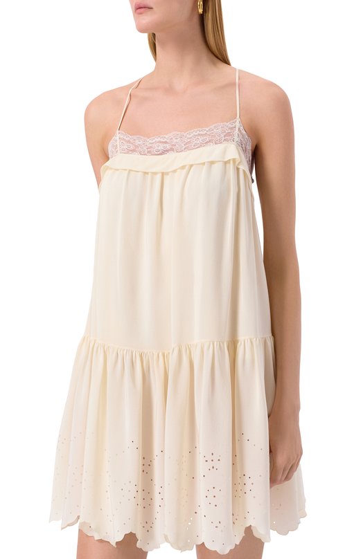 Шелковое платье Chloé CHC25SR040125 Кремовый  CHC25SR040125 Фото 3