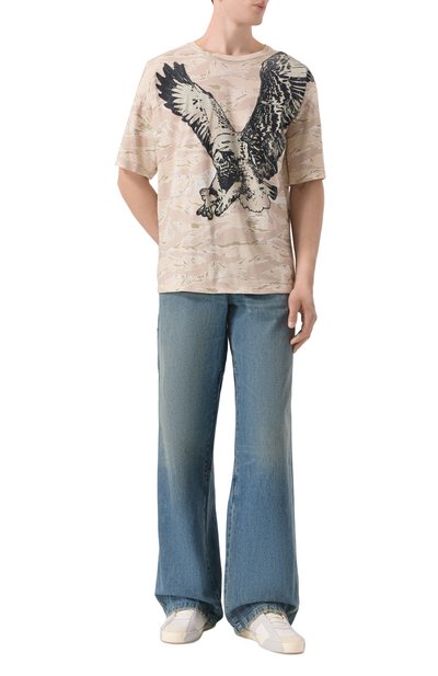 Хлопковая футболка DIESEL бежевого цвета по цене 16650 руб., арт. A19317/0DLBM, фото 2 Хлопковая футболка DIESEL, арт. A19317/0DLBM, фото 2