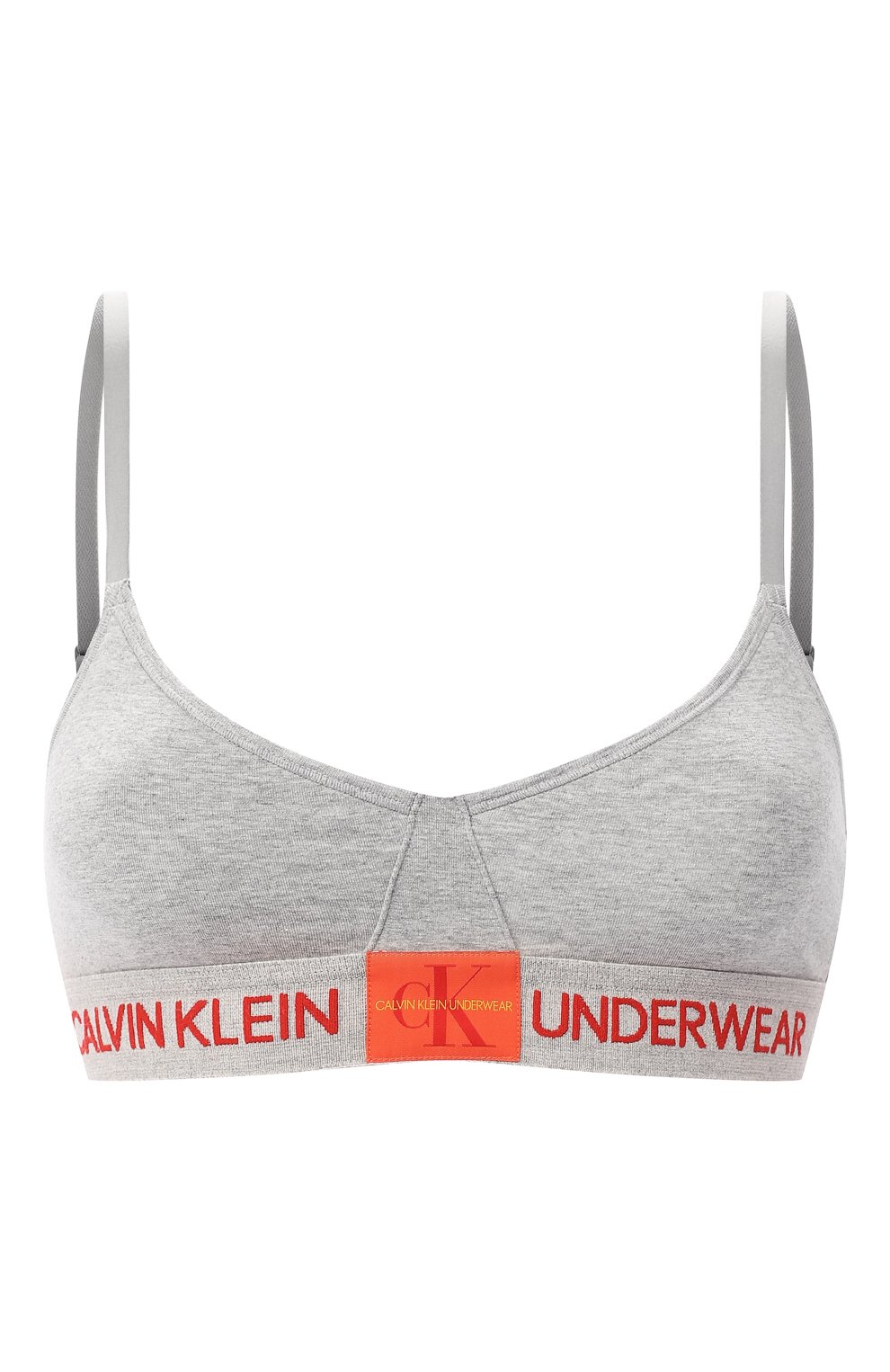 Хлопковый бюстгальтер CALVIN KLEIN серого цвета по цене 2655 руб., арт. QF4919E, фото 1 Хлопковый бюстгальтер CALVIN KLEIN, арт. QF4919E, фото 1