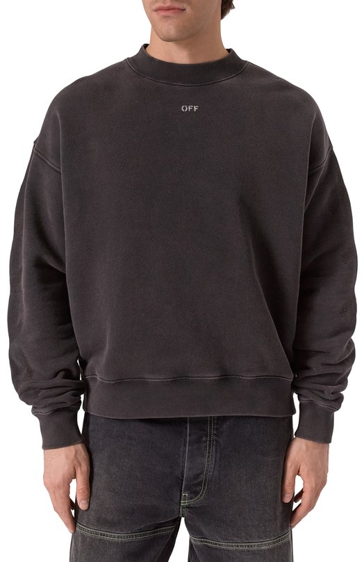 Хлопковый свитшот Off-White 0MBA054C99FLE009 Серый  0MBA054C99FLE009 Фото 4