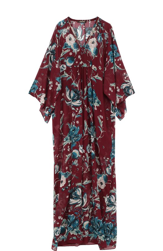 

Шелковое платье-макси с принтом Roberto Cavalli, Бордовый