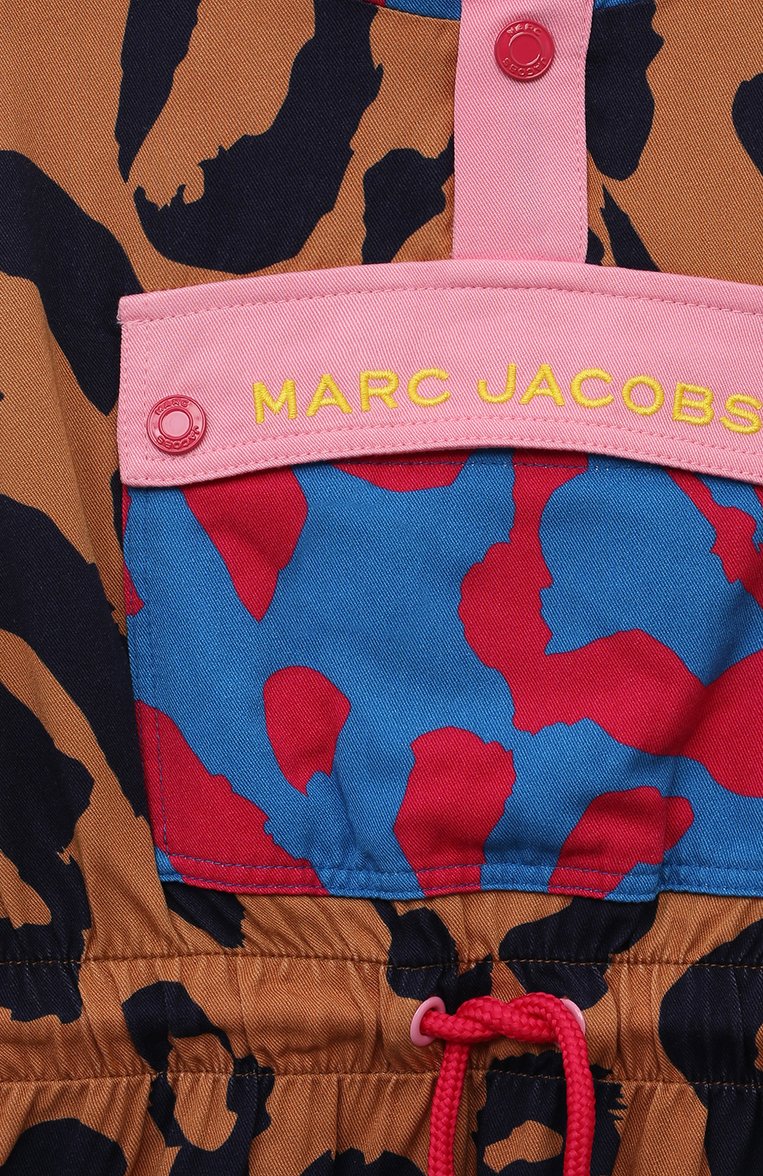 Детское платье из вискозы MARC JACOBS (THE) разноцветного цвета, арт. W12464/2A-5A | Фото 3 (Рукава: Длинные; Материал внешний: Вискоза; Материал подклада: Вискоза; Девочки Кросс-КТ: Платье-одежда; Случай: Повседневный)