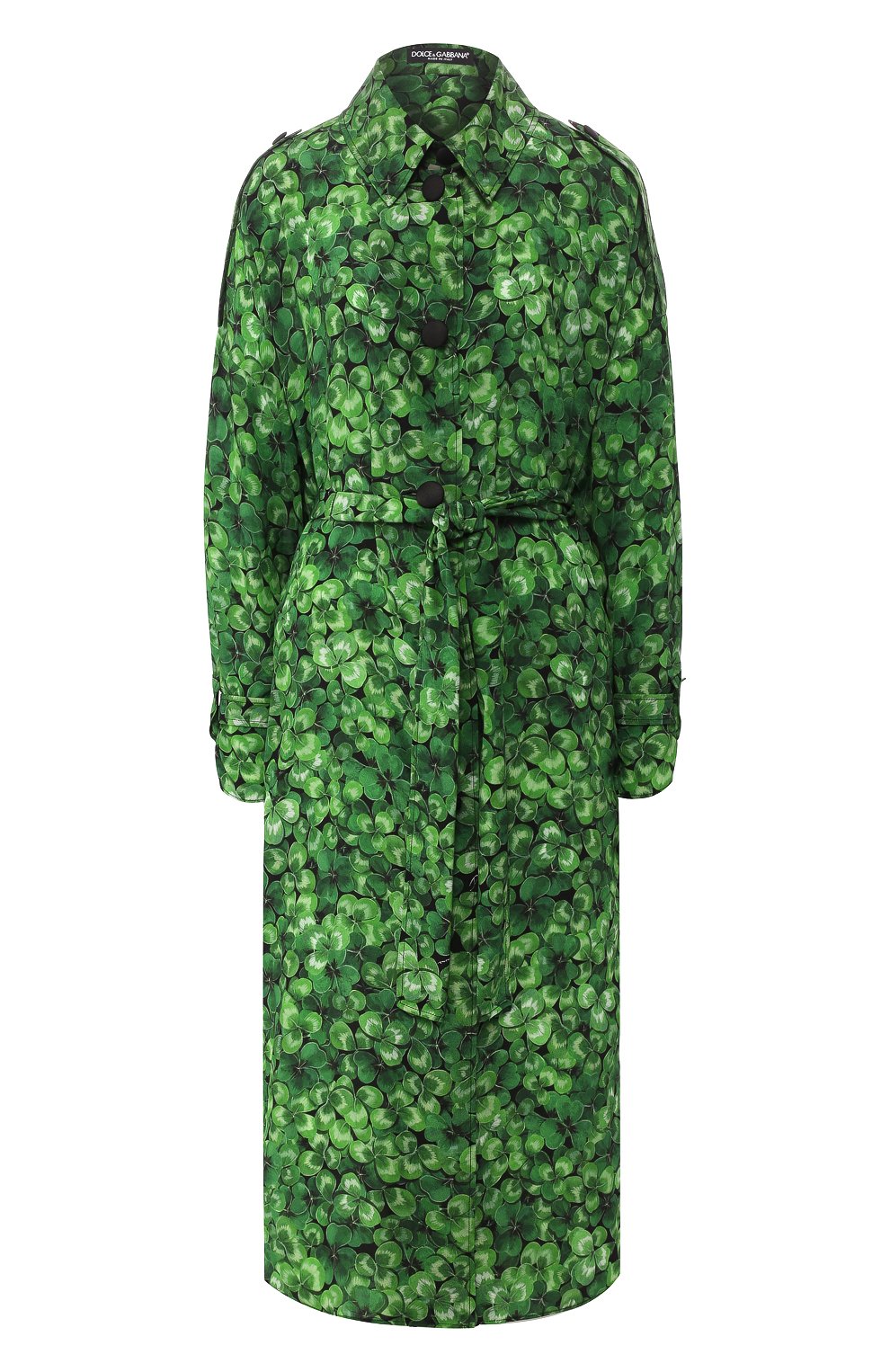 Шелковый плащ DOLCE & GABBANA зеленого цвета по цене 246000 руб., арт. F0Z65T/IS1AW, фото 1 Шелковый плащ DOLCE & GABBANA, арт. F0Z65T/IS1AW, фото 1