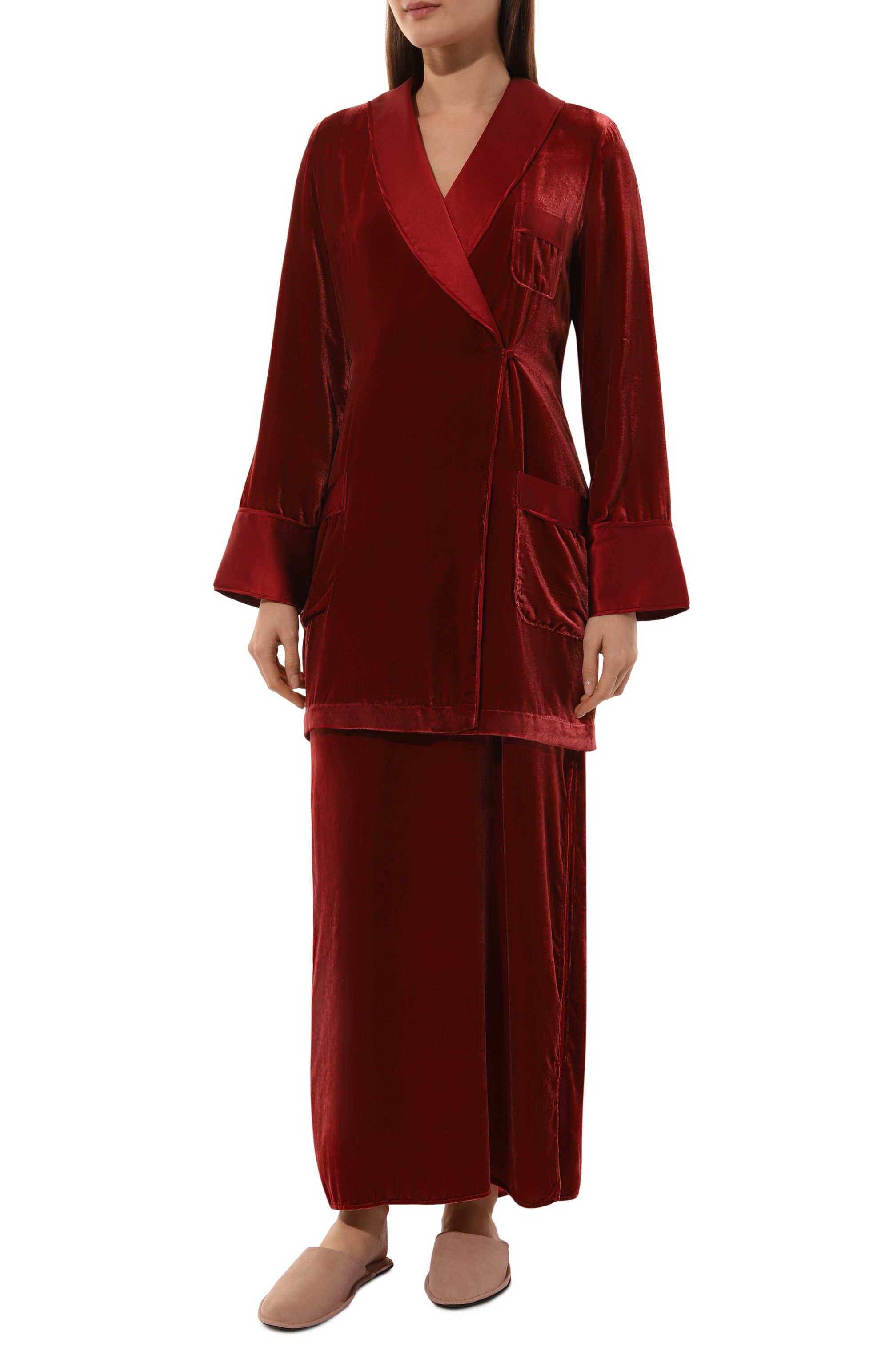 Бархатный халат MARJOLAINE бордового цвета по цене 93440 руб., арт. 5VEL2002, фото 2 Бархатный халат MARJOLAINE, арт. 5VEL2002, фото 2