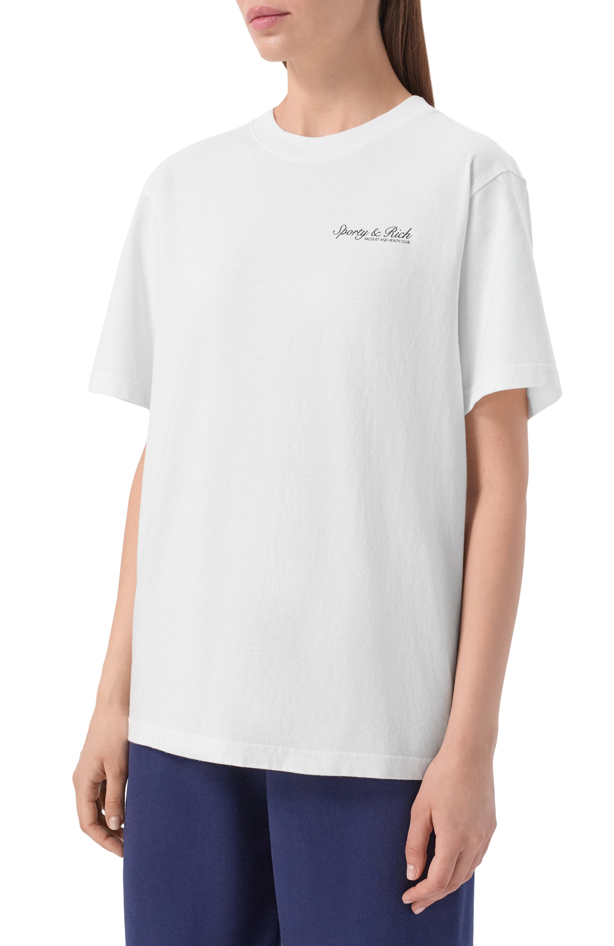 Хлопковая футболка SPORTY AND RICH белого цвета по цене 12150 руб., арт. T011975325WH01, фото 3 Хлопковая футболка SPORTY AND RICH, арт. T011975325WH01, фото 3
