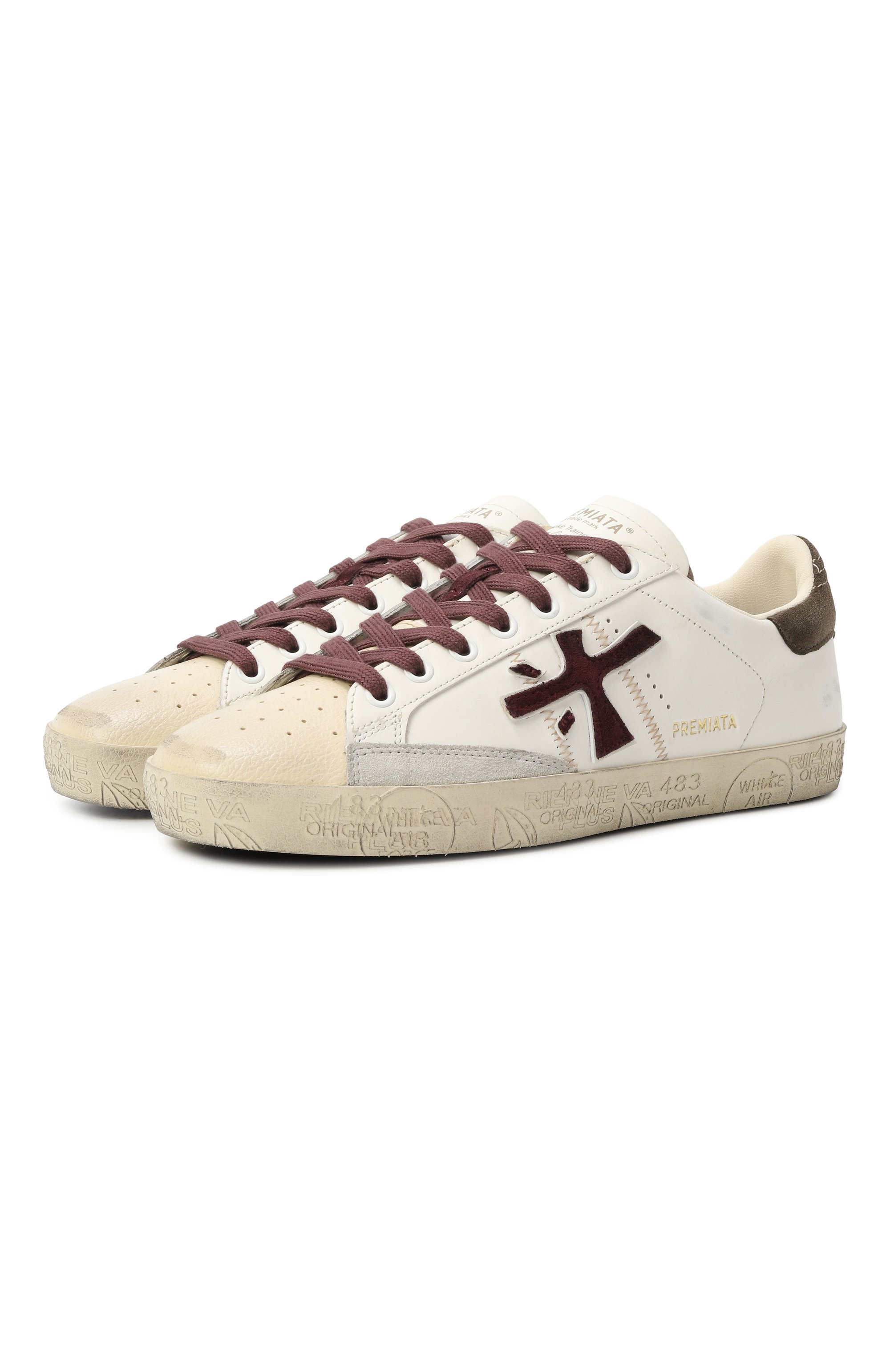 Комбинированные кеды steven-d PREMIATA белого цвета по цене 33000 руб., арт. STEVEND/VAR 7628, фото 1 Комбинированные кеды steven-d PREMIATA, арт. STEVEND/VAR 7628, фото 1