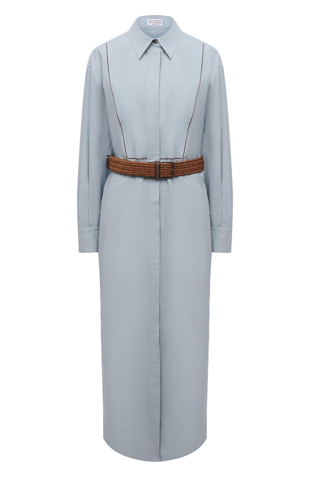 Хлопковое платье BRUNELLO CUCINELLI голубого цвета по цене 299000 руб., арт. M0F79A4908, фото 1 Хлопковое платье BRUNELLO CUCINELLI, арт. M0F79A4908, фото 1