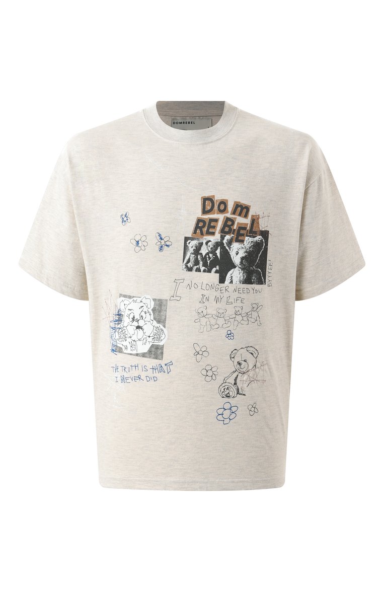 Мужская хлопковая футболка DOMREBEL кремового цвета, арт. STUFFY/T-SHIRT | Фото 1 (Драгоценные камни: Проставлено; Длина (для топов): Стандартные; Материал сплава: Проставлено; Рукава: Коротк�ие; Стили: Гранж, Кэжуэл; Принт: С принтом; Материал внешний: Хлопок; Кросс-КТ: Джерси; Мужское Кросс-КТ: Футболка-одежда)