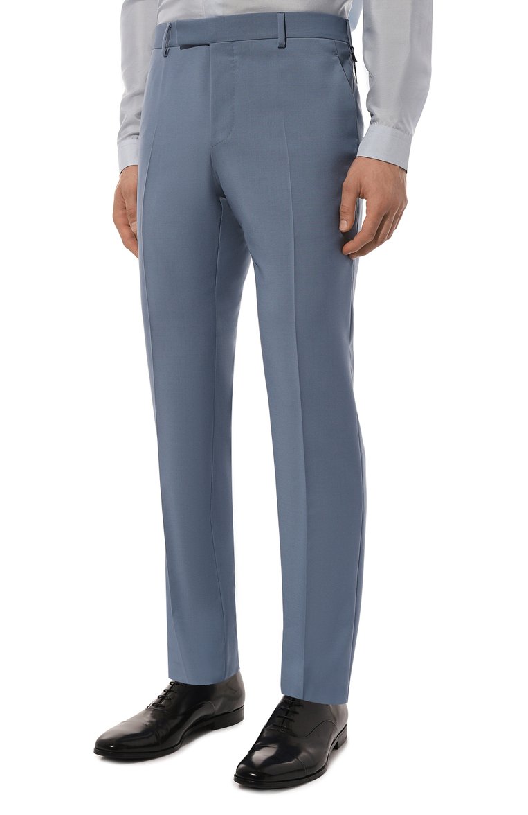 Мужской шерстяной костюм PRADA голубого цвета, арт. UAD407-D39-F0154-142 | Фото 6 (Рукава: Длинные; Материал внешний: Шерсть; Стили: Классический; Костюмы М: Однобортный)