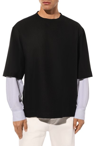 Комбинированный свитшот DRIES VAN NOTEN черного цвета по цене 69950 руб., арт. 242-020746-9261, фото 3 Комбинированный свитшот DRIES VAN NOTEN, арт. 242-020746-9261, фото 3