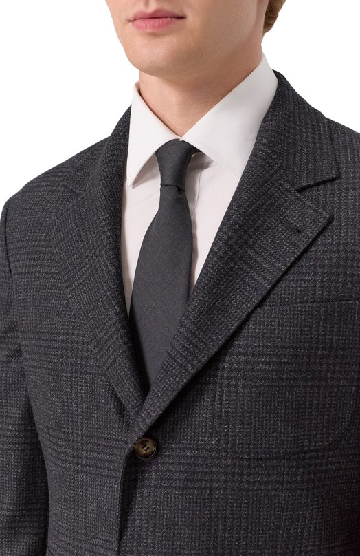 Шерстяной галстук Kiton UCRVKPK0127002 Серый  UCRVKPK0127002 Фото 2