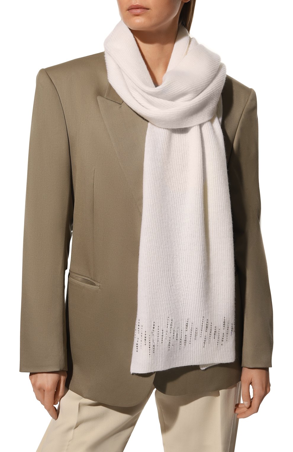 Кашемировый шарф WILLIAM SHARP белого цвета по цене 87550 руб., арт. SC 05-15, фото 2 Кашемировый шарф WILLIAM SHARP, арт. SC 05-15, фото 2