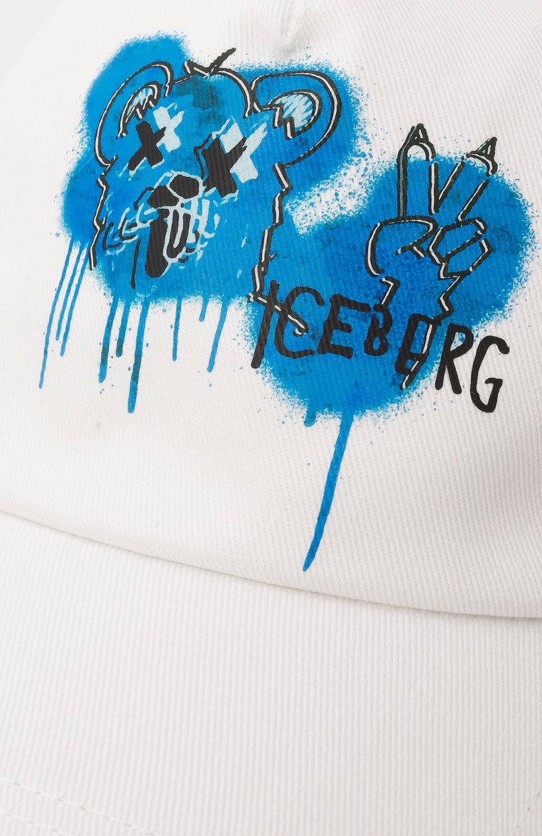 Мужская хлопковая бейсболка ICEBERG белого цвета, арт. 7103/6920 | Фото 4 (Материал: Текстиль, Хлопок; Нос: Не проставлено)