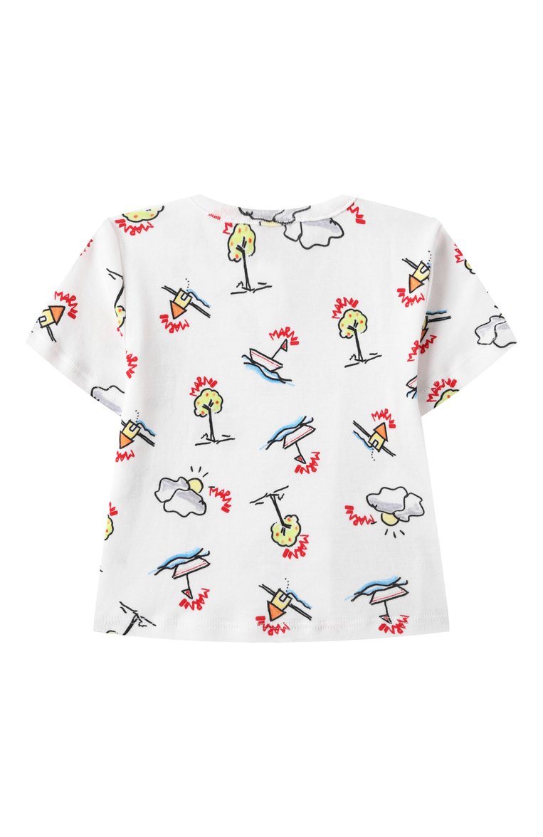 Детский комплект из футболки и шорт MARNI белого цвета, арт. M01442/M00UK | Фото 3 (Нос: Не проставлено; Материал сплава: Проставлено; Кросс-КТ НВ: Костюм; Материал внешний: Хлопок; Ростовка одежда: 3 мес | 62 см, 9 мес | 74 см, 6 мес | 68 см)