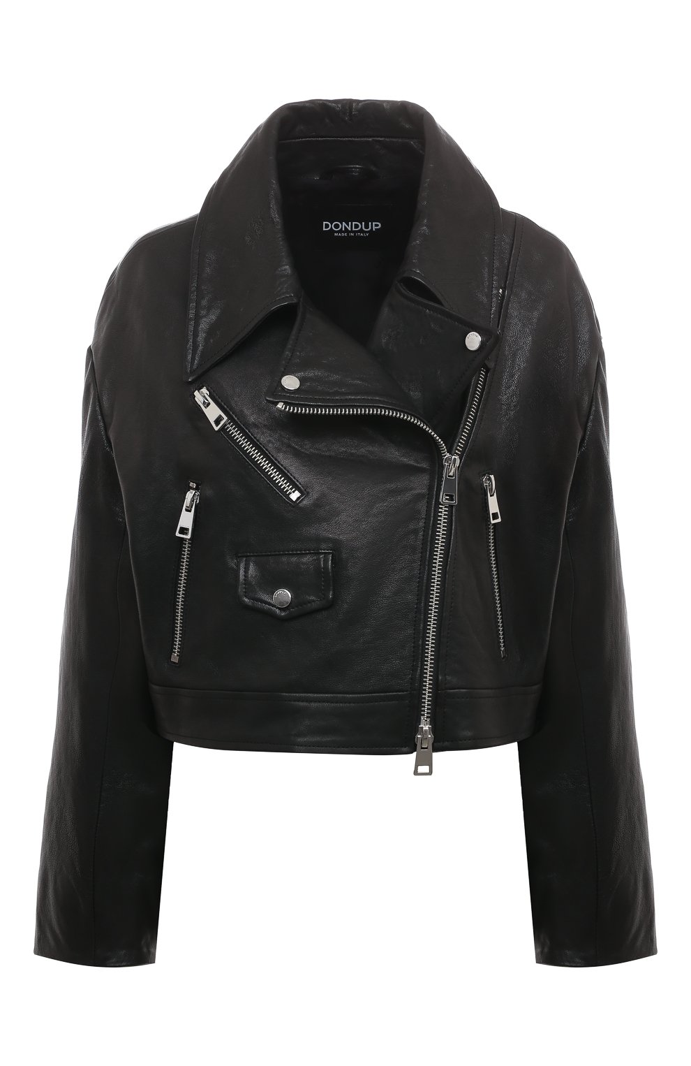 Кожаная куртка DONDUP черного цвета по цене 94150 руб., арт. DJ604/PL0508D XXX, фото 1 Кожаная куртка DONDUP, арт. DJ604/PL0508D XXX, фото 1
