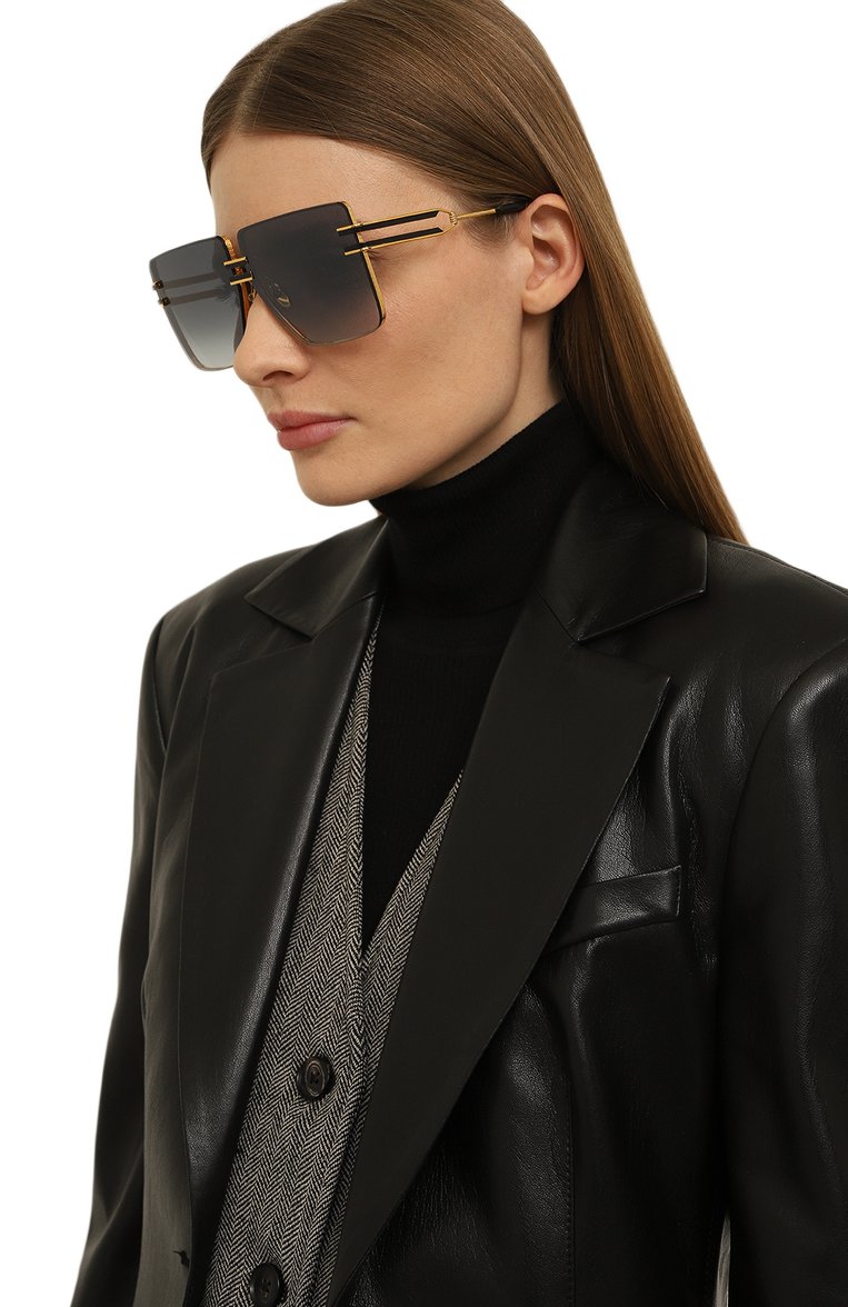 Женские солнцезащитные очки BALMAIN серого цвета, арт. BPS-109D | Фото 2 (Тип очков: С/з; Материал: Металл; Региональные ограничения белый список (Axapta Mercury): Не проставлено; Нос: Не проставлено; Оптика Гендер: оптика-женское; Очки форма: Квадратные, Oversized)