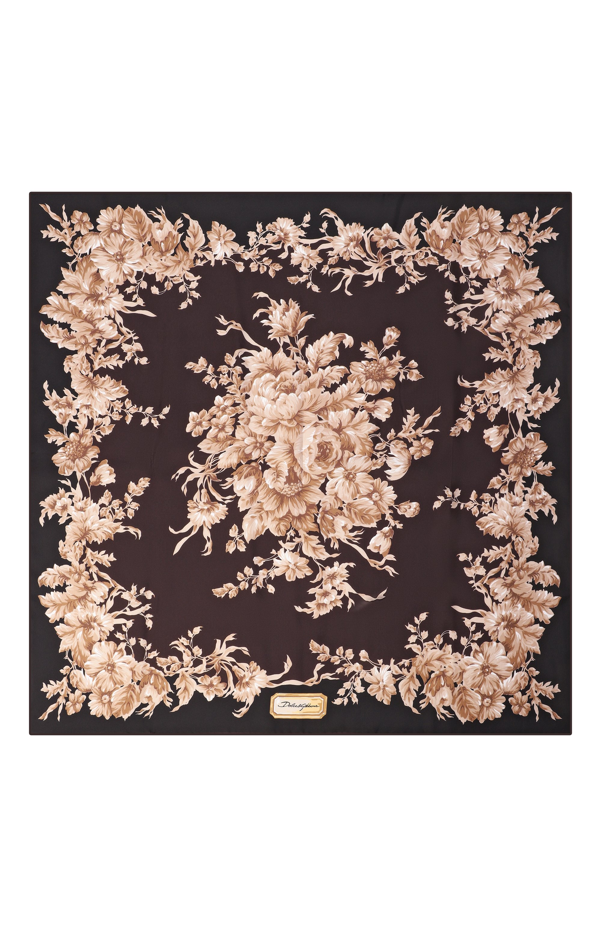 Шелковый платок DOLCE & GABBANA темно-коричневого цвета по цене 69950 руб., арт. FN090R/GDC9D, фото 4 Шелковый платок DOLCE & GABBANA, арт. FN090R/GDC9D, фото 4