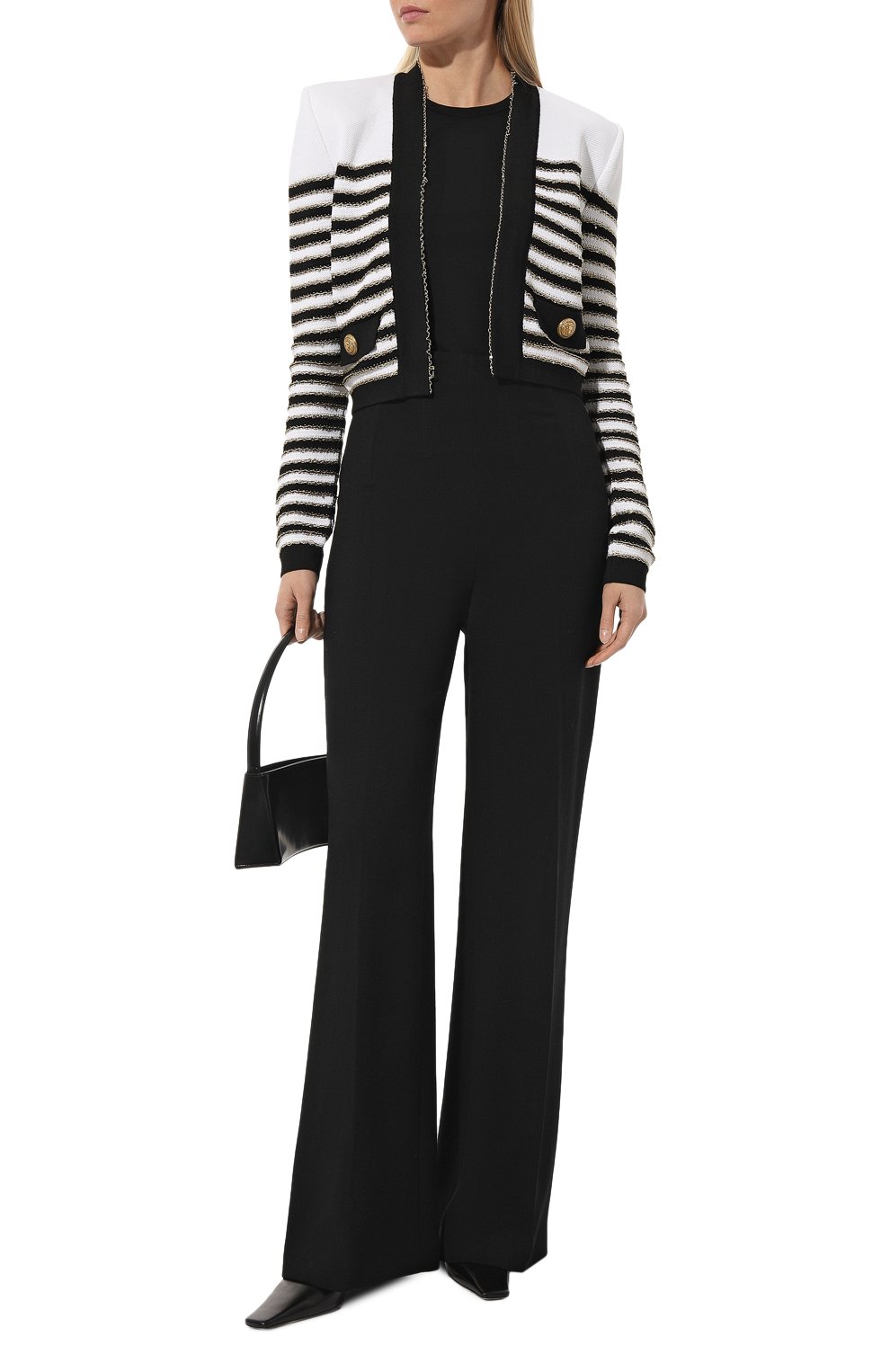 Жакет из вискозы BALMAIN черно-белого цвета по цене 250500 руб., арт. AF1SK020KD73, фото 2 Жакет из вискозы BALMAIN, арт. AF1SK020KD73, фото 2