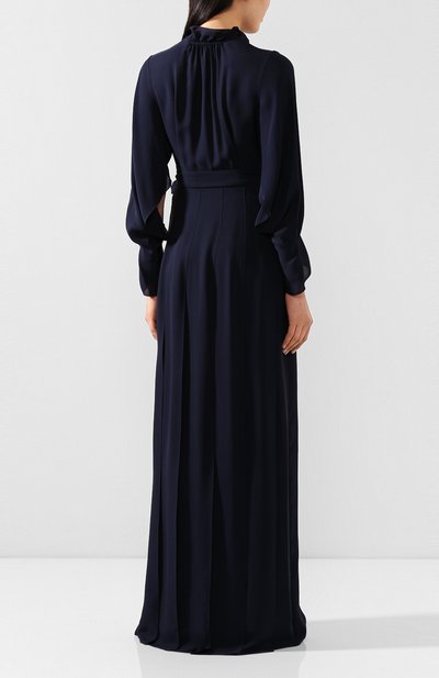 Шелковое платье ROLAND MOURET синего цвета по цене 195000 руб., арт. SS20/S0944/F5073, фото 4 Шелковое платье ROLAND MOURET, арт. SS20/S0944/F5073, фото 4