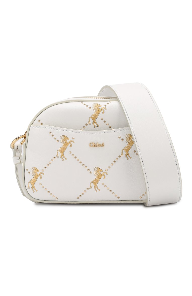 Женская поясная сумка signature CHLOÉ белого цвета, арт. CHC19SS121A56 | Фото 5 (Размер: mini; Материал: Натуральная кожа; Статус проверки: Проверена категория; Ремень/цепочка: На ремешке; Стили: Классический; Кросс-КТ: другое; Застежка: Молния)